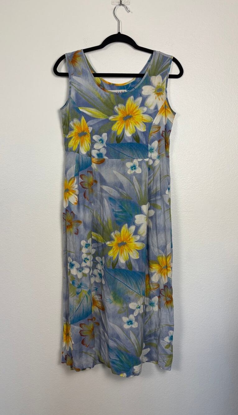 Jams World Floral Tropical Hawaiian Pocket Front Vintage Sundress XS